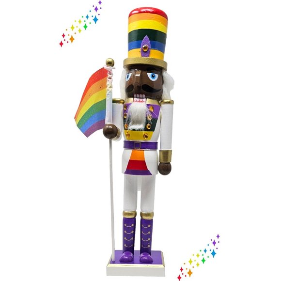 15" LGBTQ Rainbow Pride Ethnic Soldier Nutcracker, Christmas Decor - Picture 1 of 4